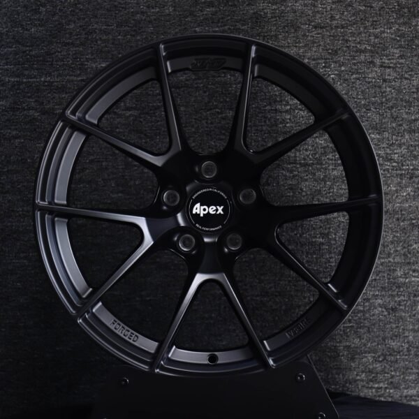 Porsche 911 wheels – Matte Black 10 Split-Spoke (APEX-Style), front view