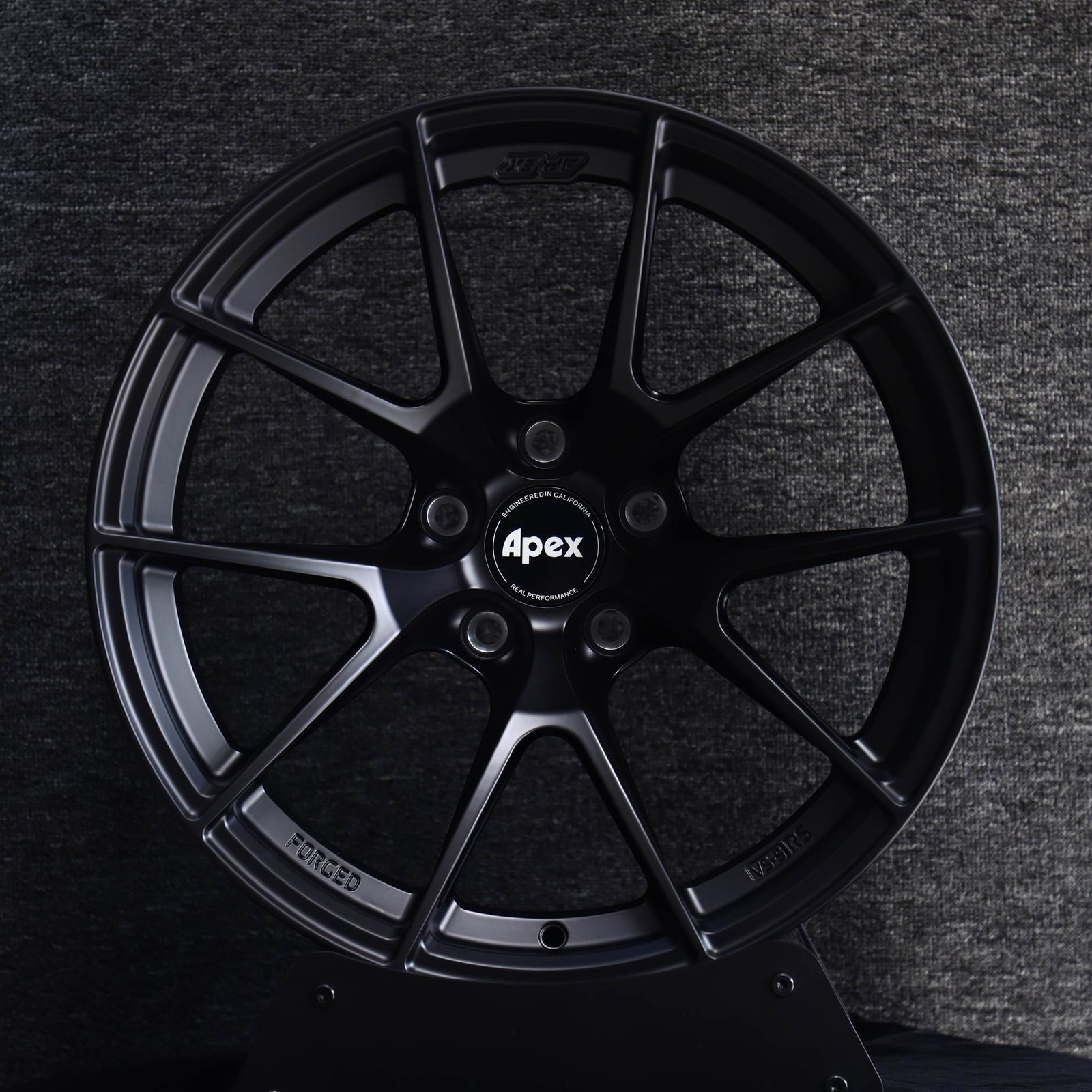Porsche 911 wheels – Matte Black 5 Y-Spoke (APEX-Style), front view