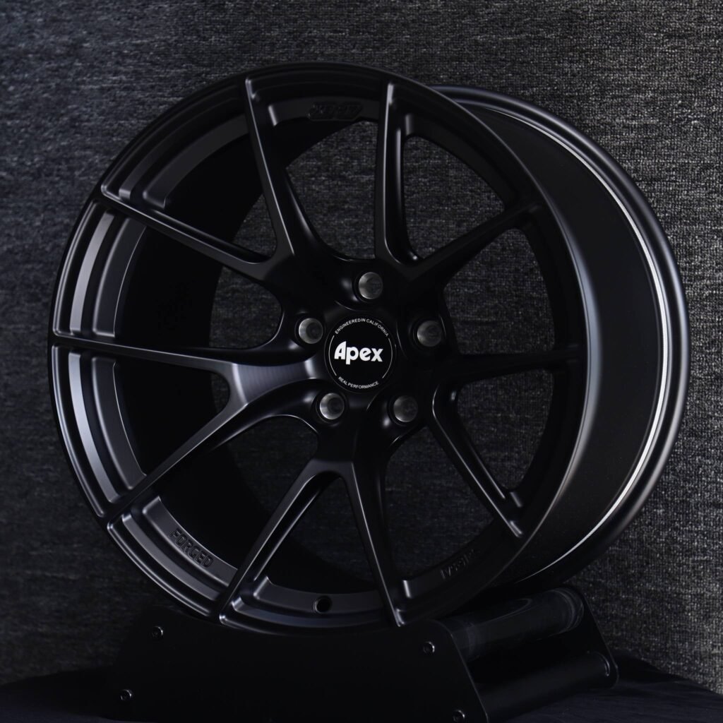 BMW M3 wheels – Matte Black 5 Y-Spoke (APEX-Style), angled view