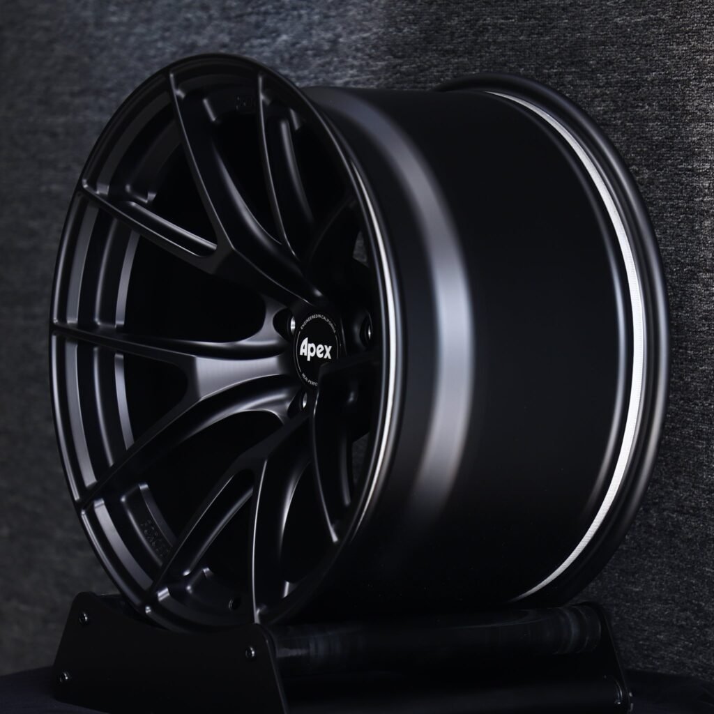 5x130 wheels – Matte Black 5 Y-Spoke (APEX-Style), side view
