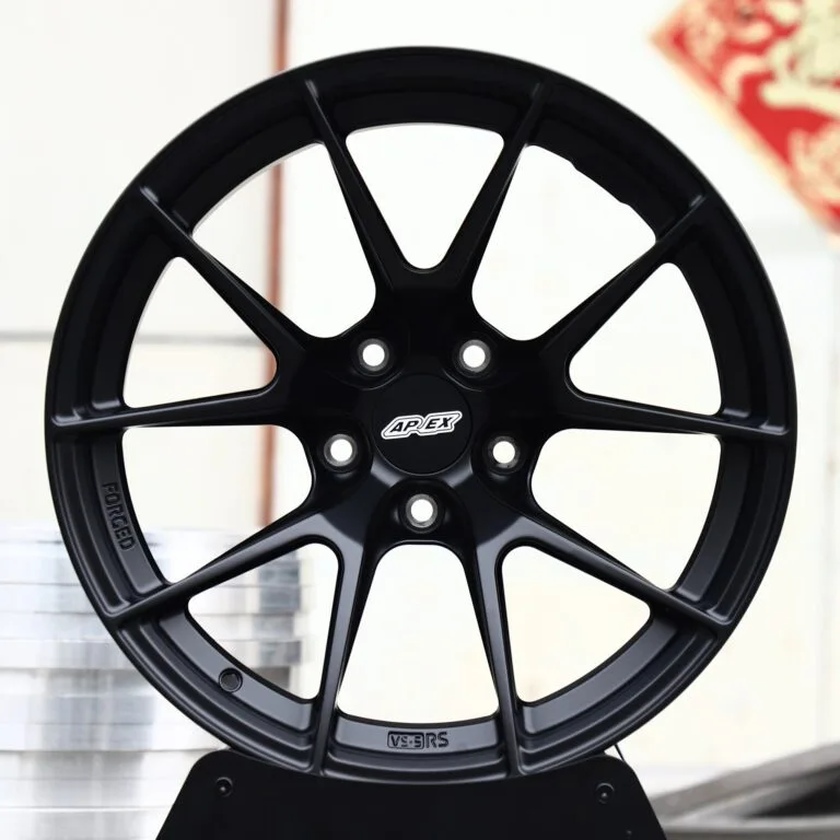 Porsche 911 wheels – Matte Black 5 Y-Spoke (APEX-Style), front view