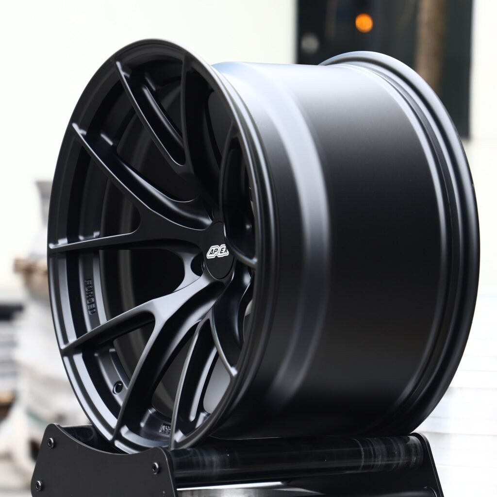 5x130 wheels – Matte Black 5 Y-Spoke (APEX-Style), side view