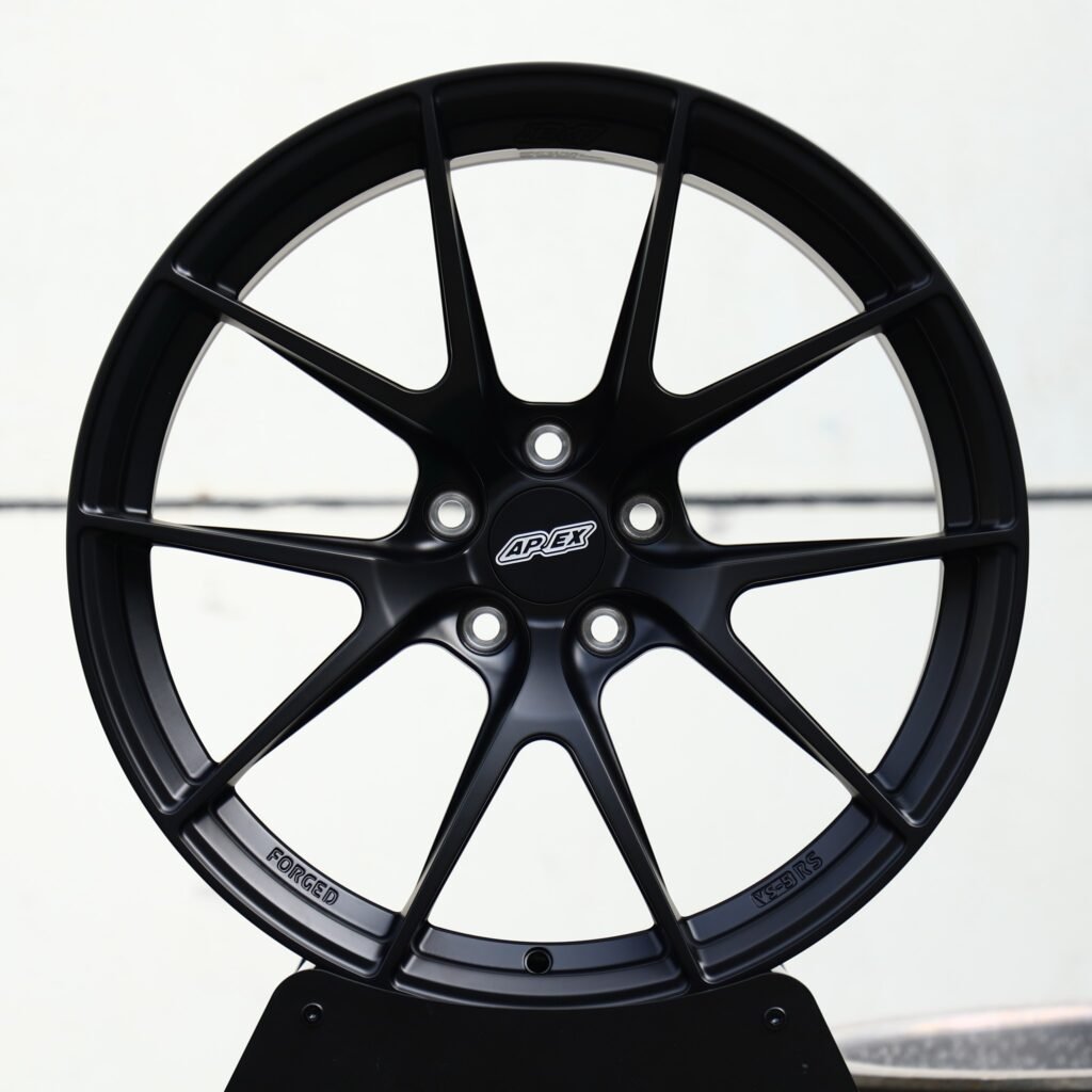 Porsche 911 wheels – Matte Black 5 Y-Spoke (APEX-Style), front view