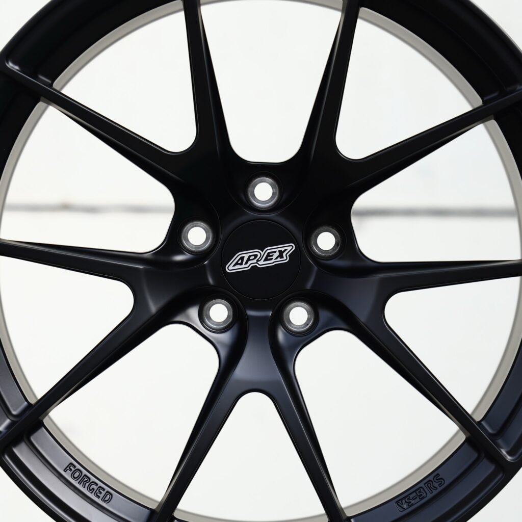 BMW M3 wheels – Matte Black 5 Y-Spoke (APEX-Style), angled view