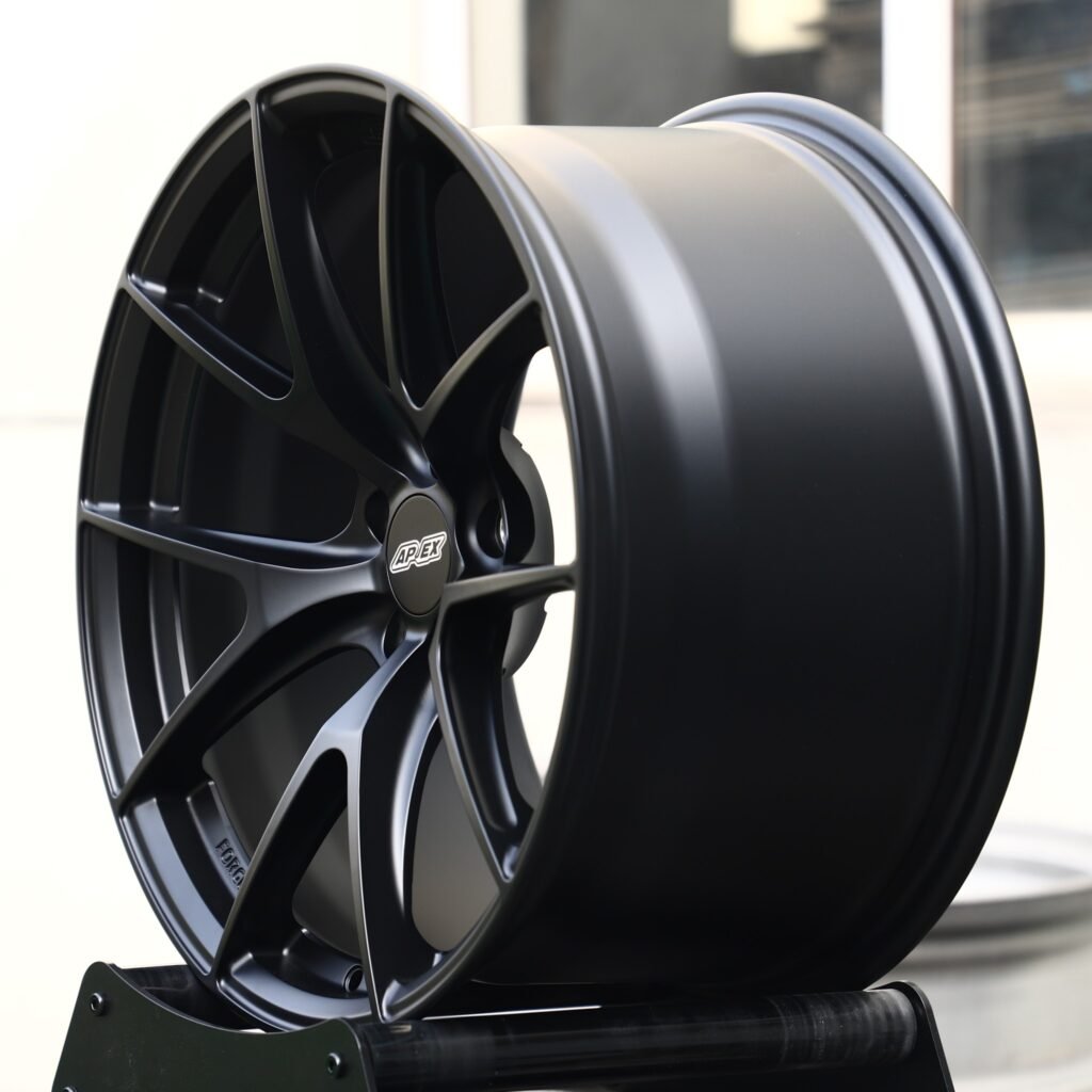 BMW M4 F82 wheels – Matte Black 5 Y-Spoke (APEX-Style), lip and barrel detail