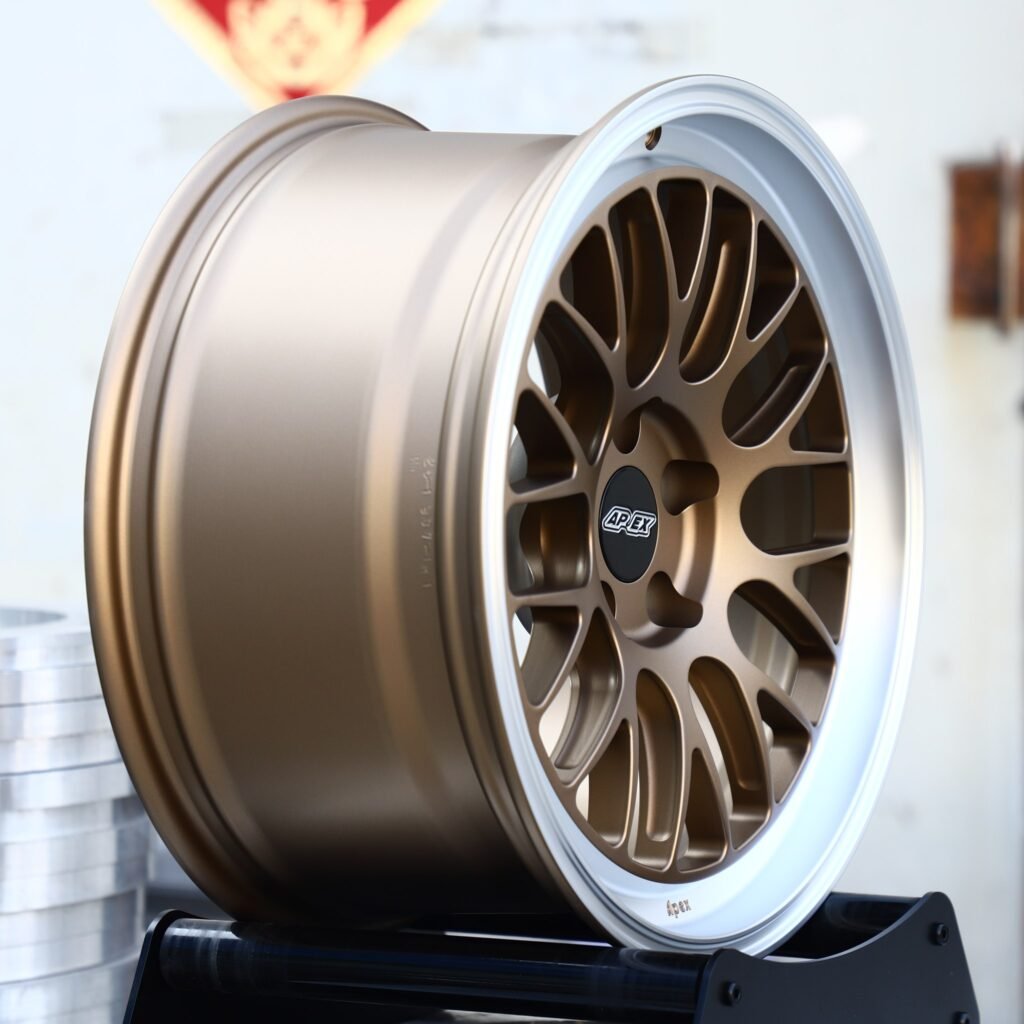 5x130 wheels – Matte Gold 10 Y-Spoke Deep Dish (APEX-Style), side view