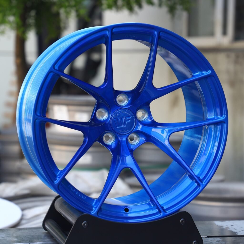 BMW 3 Series F30 wheels – Transparent Blue 5 Y-Spoke (Wheelforce-Style), angled view