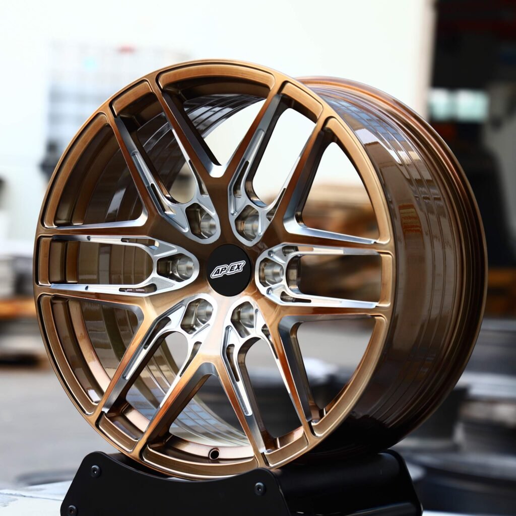 BMW M3 E46 wheels – APEX Transparent Copper 6 Y-Spoke, angled view