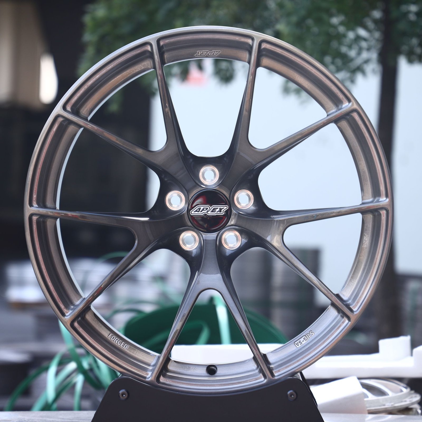 Toyota GR86 wheels – Transparent Gray 5 Y-Spoke (APEX VS-5RS-Style), front view