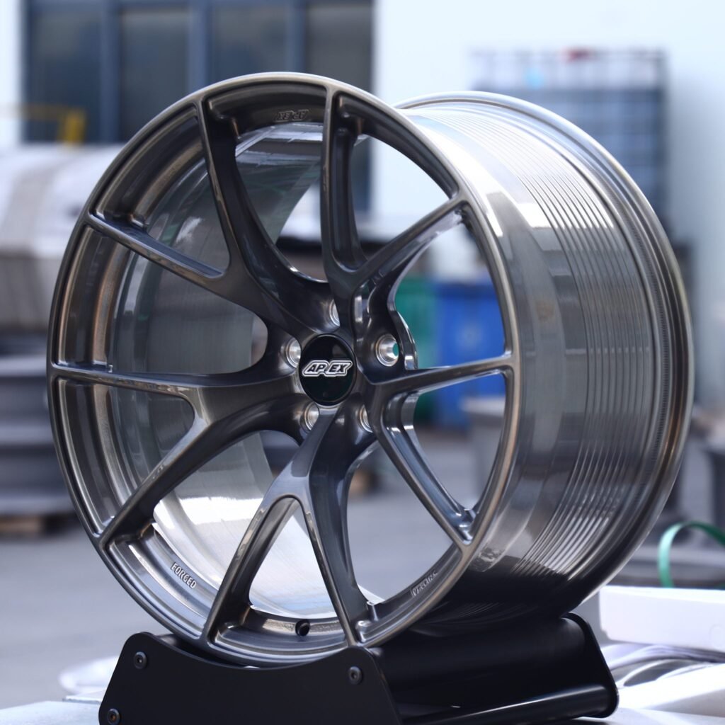 BMW 3 Series F30 wheels – Transparent Gray 5 Y-Spoke (APEX VS-5RS-Style), angled view