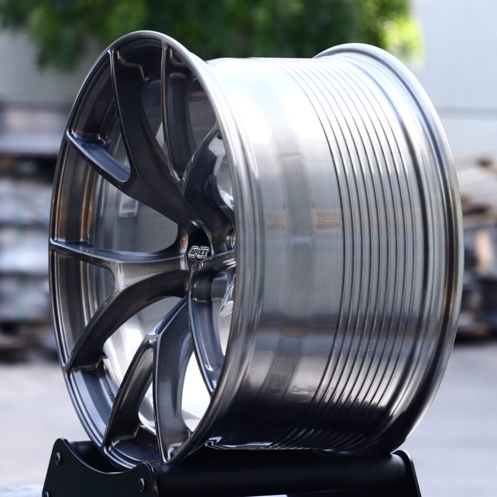 5x100 wheels – Transparent Gray 5 Y-Spoke (APEX VS-5RS-Style), side view