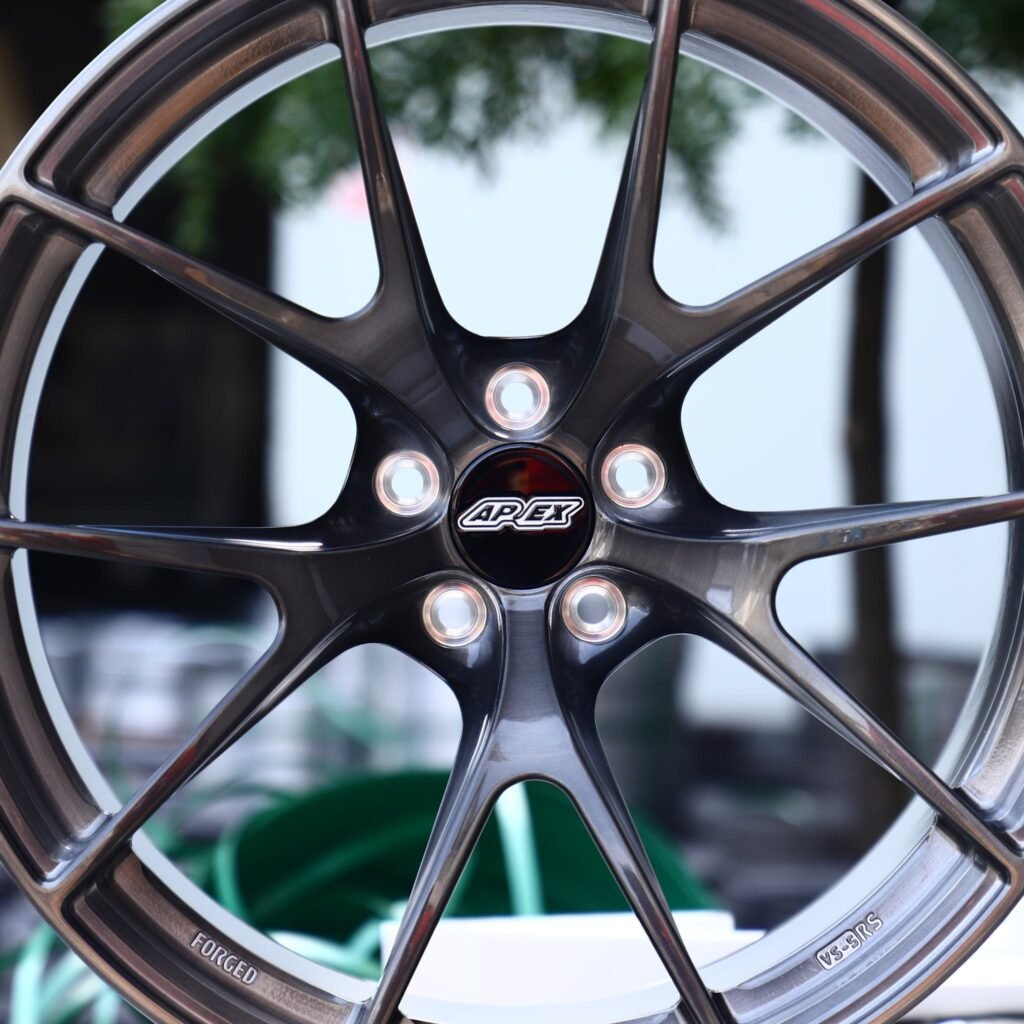 BMW M3 F80 wheels – Transparent Gray 5 Y-Spoke (APEX VS-5RS-Style), lip and barrel detail