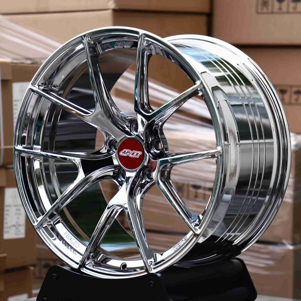 BMW 3 Series F30 wheels – VS-5RS Chrome (APEX VS-5RS-Style), angled view