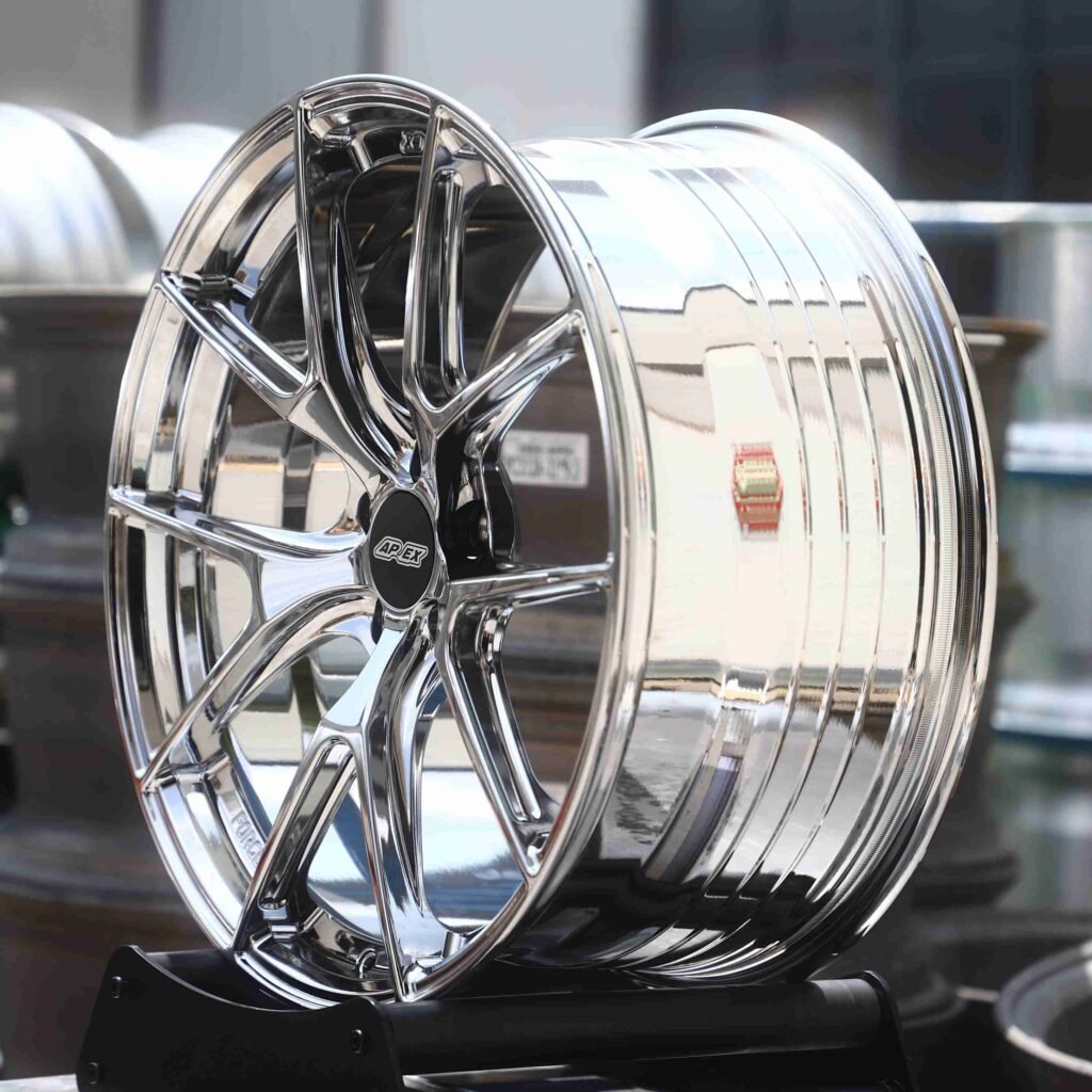 5x100 wheels – Chrome (APEX VS-5RS-Style), side view