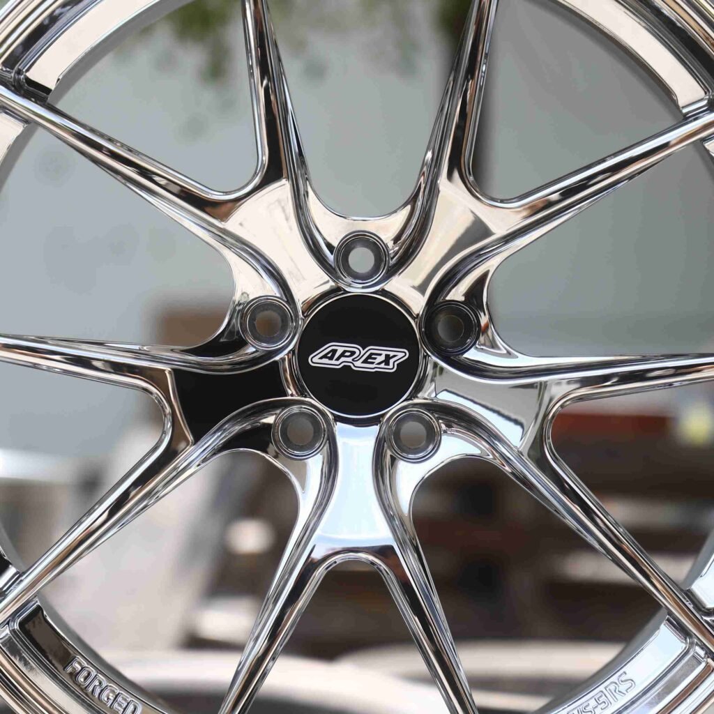 BMW M3 F80 wheels – Chrome (APEX VS-5RS-Style), lip and barrel detail