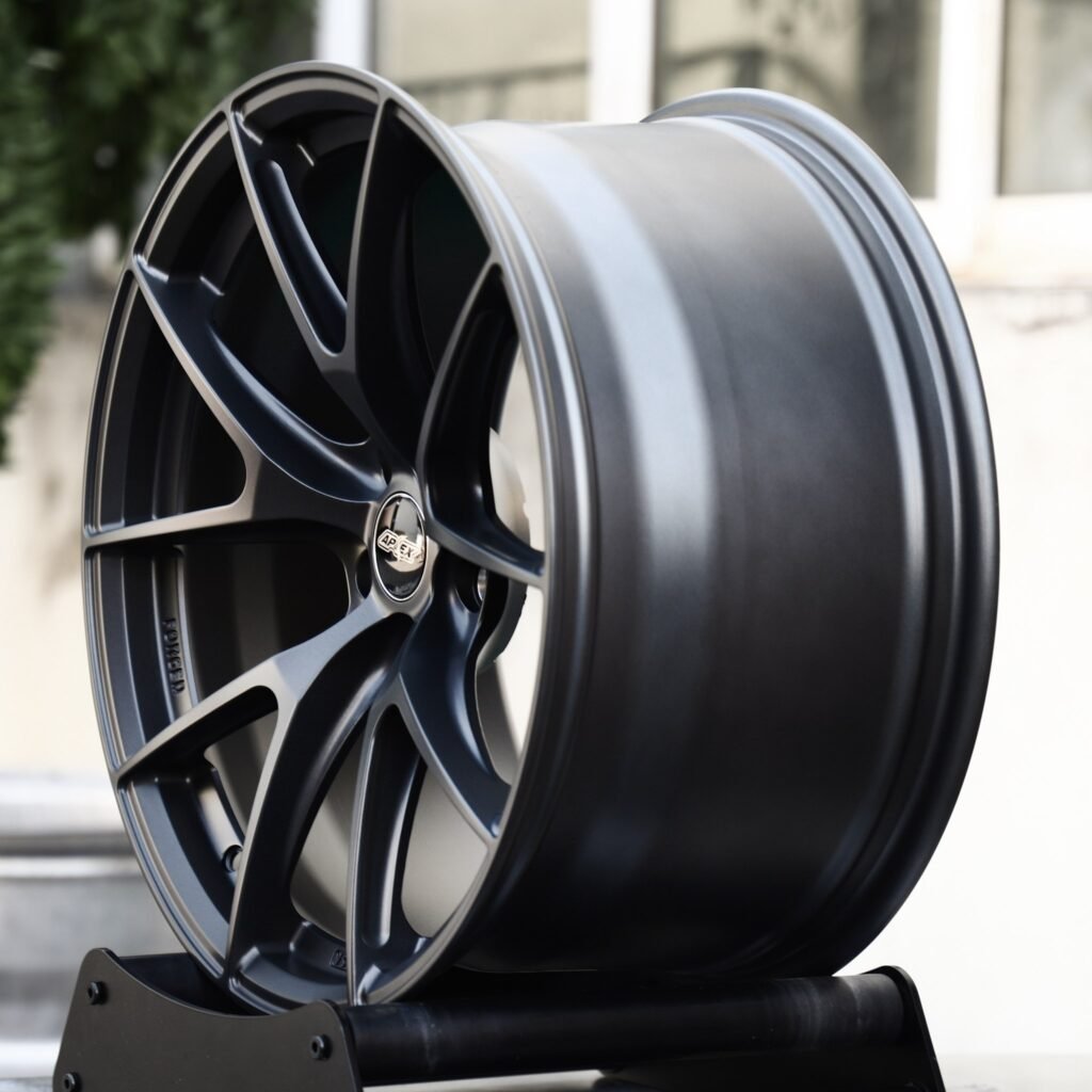 APEX VS-5RS-Style Matte Gunmetal 5-Spoke Y-Design Forged Wheels – BMW M3 CS Handschalter, close-up view
