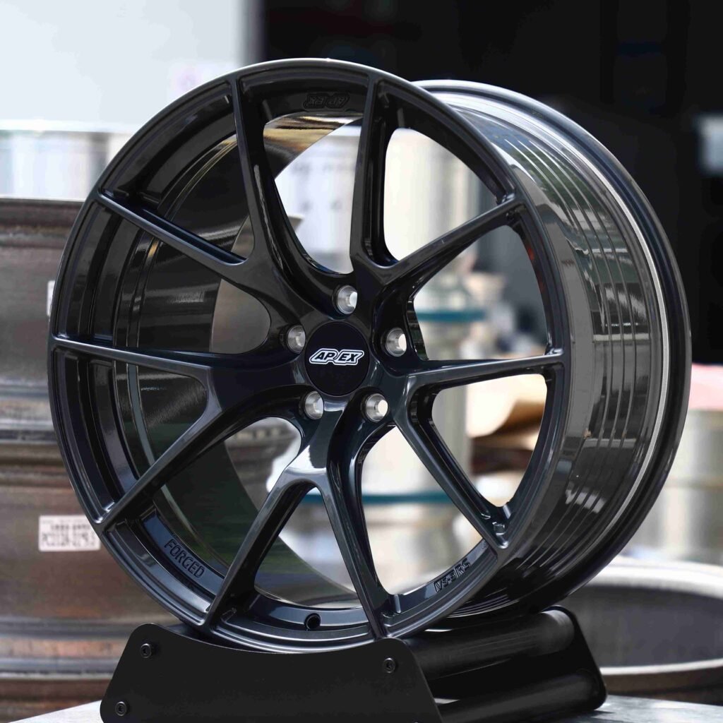 BMW 3 Series F30 wheels – Matte Silver 5 Y-Spoke (APEX VS-5RS-Style), angled view
