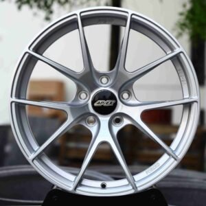 APEX-Style Brushed Silver 5 Split-Spoke Forged Wheels – Toyota GR86 / BMW 3 Series F30 Fitment (5-Lug)