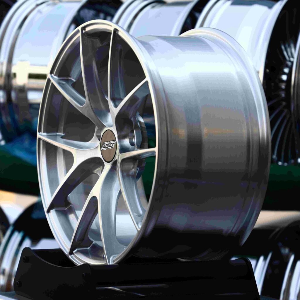 5x100 wheels – Matte Silver (APEX VS-5RS-Style), side view