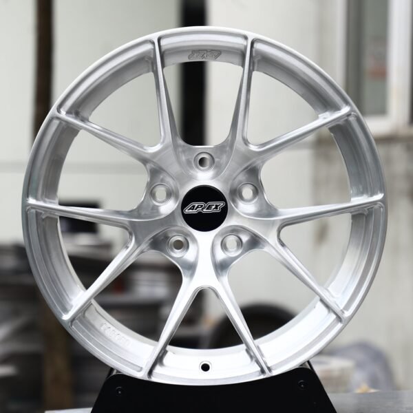 Porsche 911 wheels – Brushed Silver 5 Y-Spoke Concave (APEX VS-5RS-Style), front view