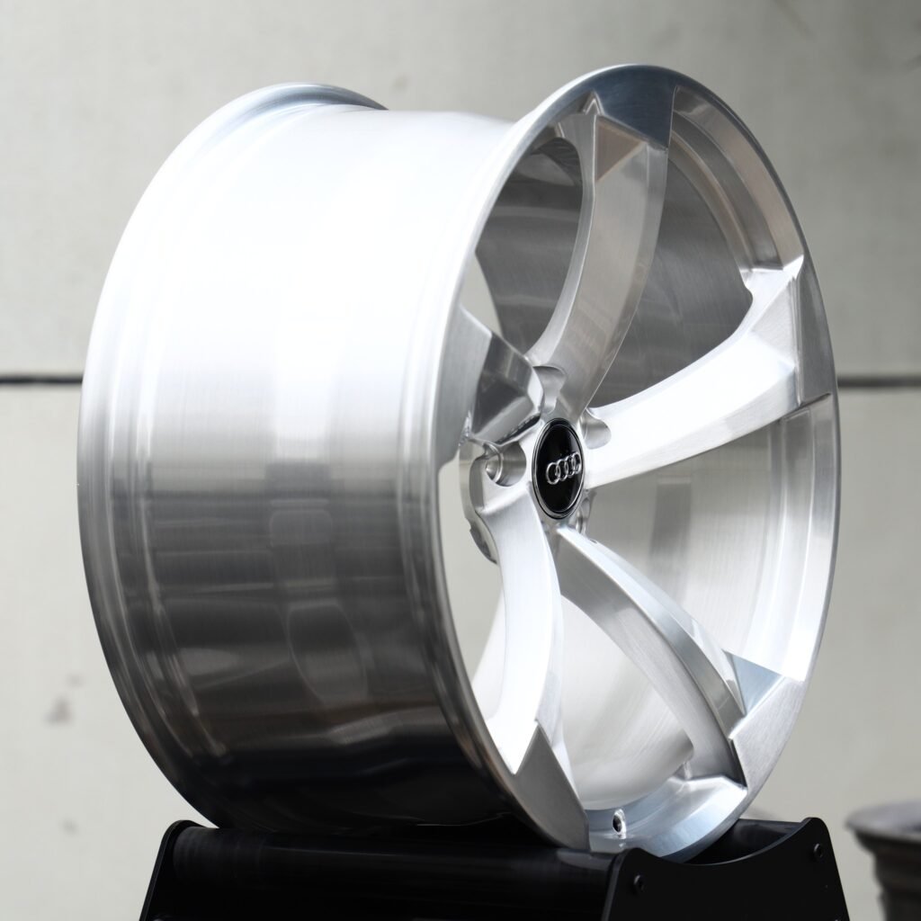 5x112 wheels – Brushed Silver 5-Spoke Rotor (Audi OEM-Style), side view