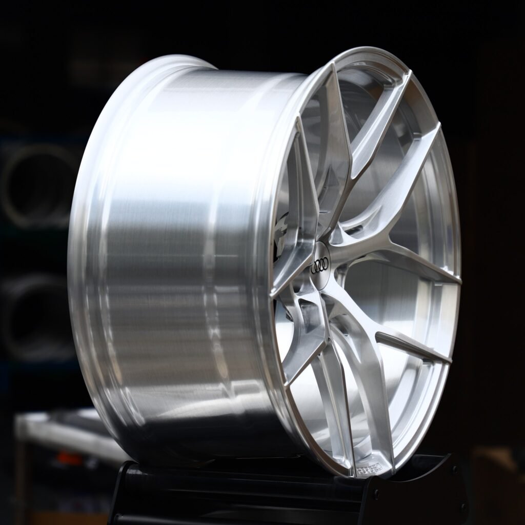5x112 wheels – Brushed Silver 5 Y-Spoke (Audi OEM-Style), side view