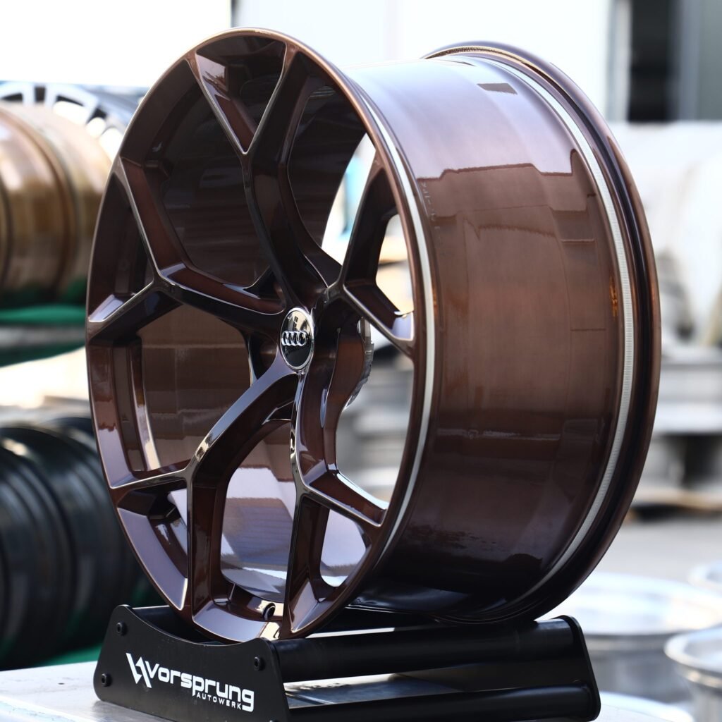5x112 wheels – Candy Brown 5 Y-Spoke (Audi OEM-Style), side view