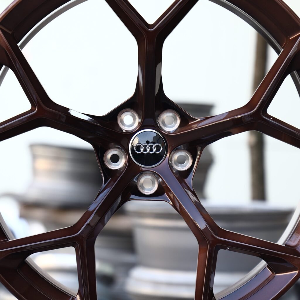 Audi RS3 8Y wheels – Candy Brown 5 Y-Spoke (Audi OEM-Style), lip and barrel detail