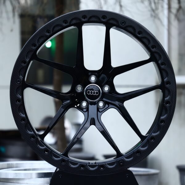 Audi OEM-Style Gloss Black / Carbon Fiber 5 Y-Spoke Forged Wheels – Audi A4 / A6 Fitment (5-Lug) Carbon Fiber forged wheel