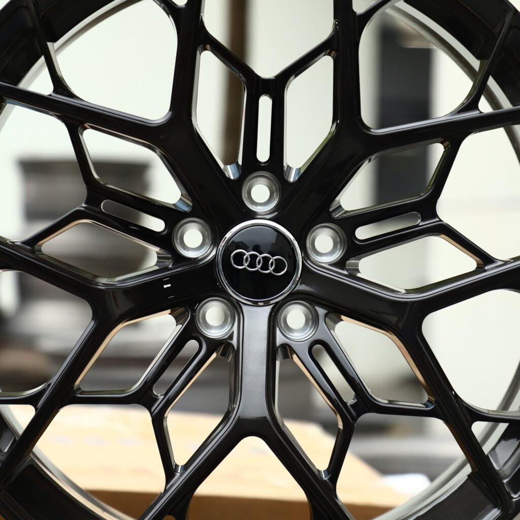 Audi RS3 8Y wheels – Gloss Black Mesh Multi-Spoke (Audi OEM-Style), lip and barrel detail