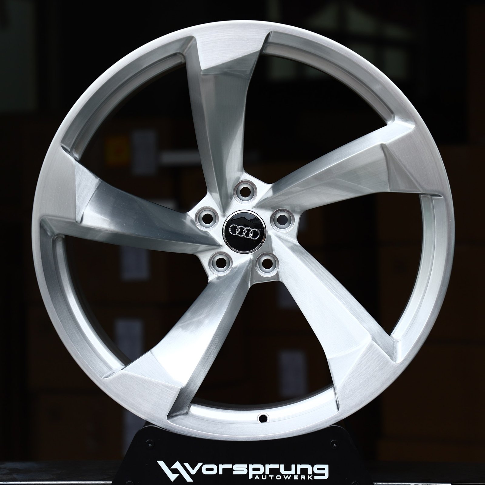 Audi A4 wheels – Hyper Silver 5-Spoke Rotor (Audi OEM-Style), front view