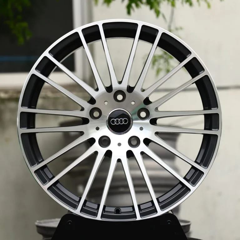 Audi OEM-Style Hyper Silver Machined Multi-Spoke Forged Wheels – Audi A4 / A6, front view