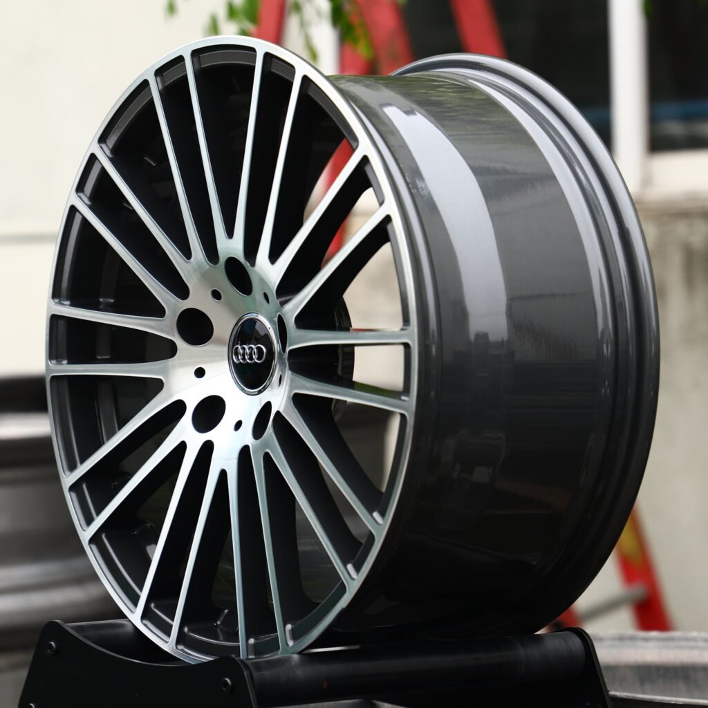 5x112 wheels – Hyper Silver Machined Multi-Spoke (Audi OEM-Style), side view