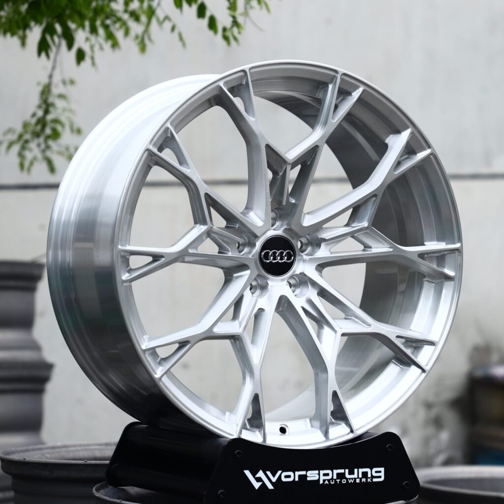 Audi A6 wheels – Hyper Silver Mesh Multi-Spoke (Audi OEM-Style), angled view