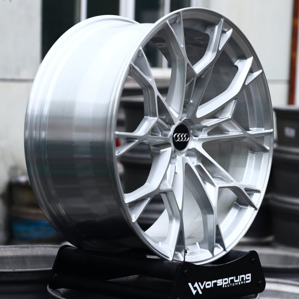 5x112 wheels – Hyper Silver Mesh Multi-Spoke (Audi OEM-Style), side view