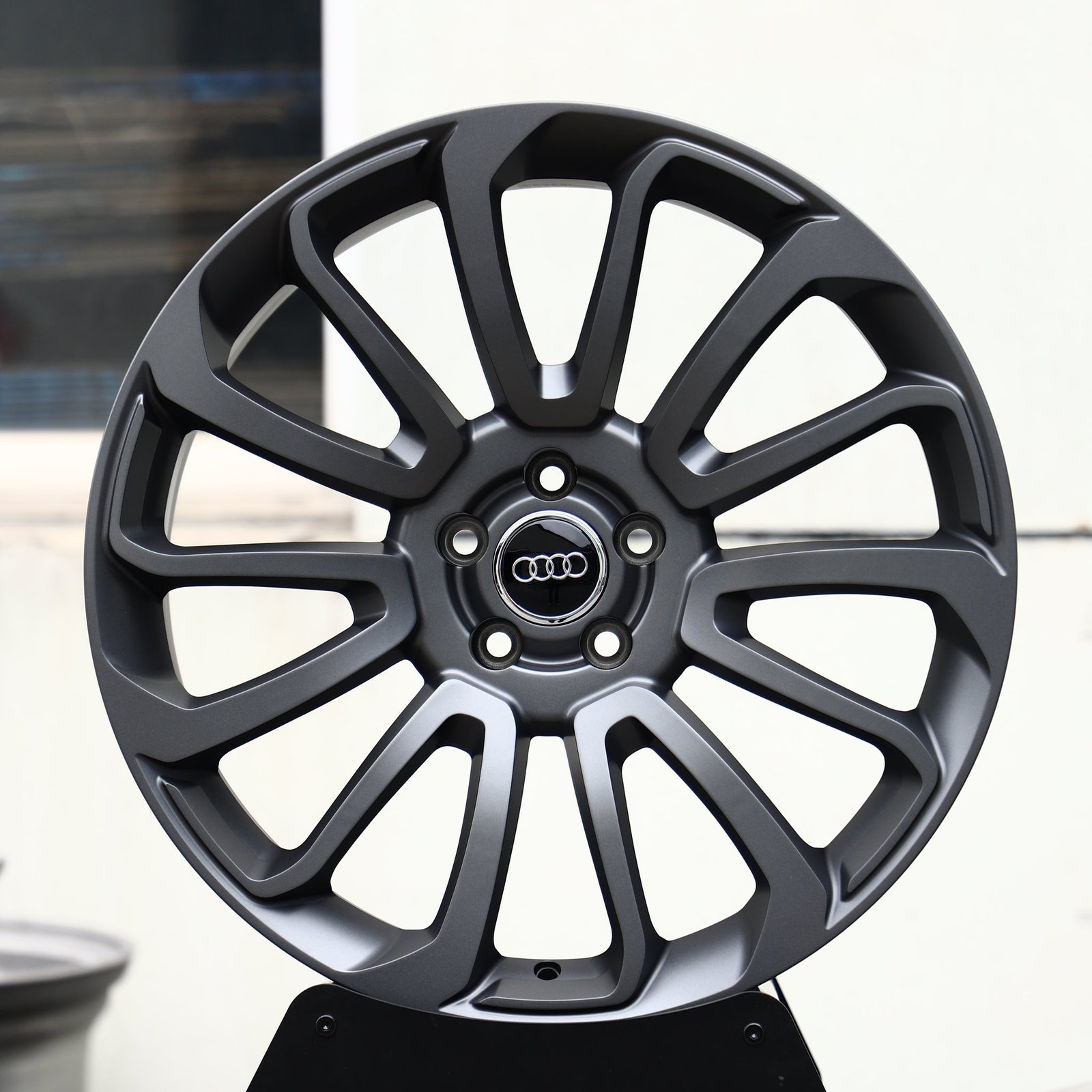 Audi A4 wheels – Matte Gunmetal Multi-Spoke (Audi OEM-Style), front view