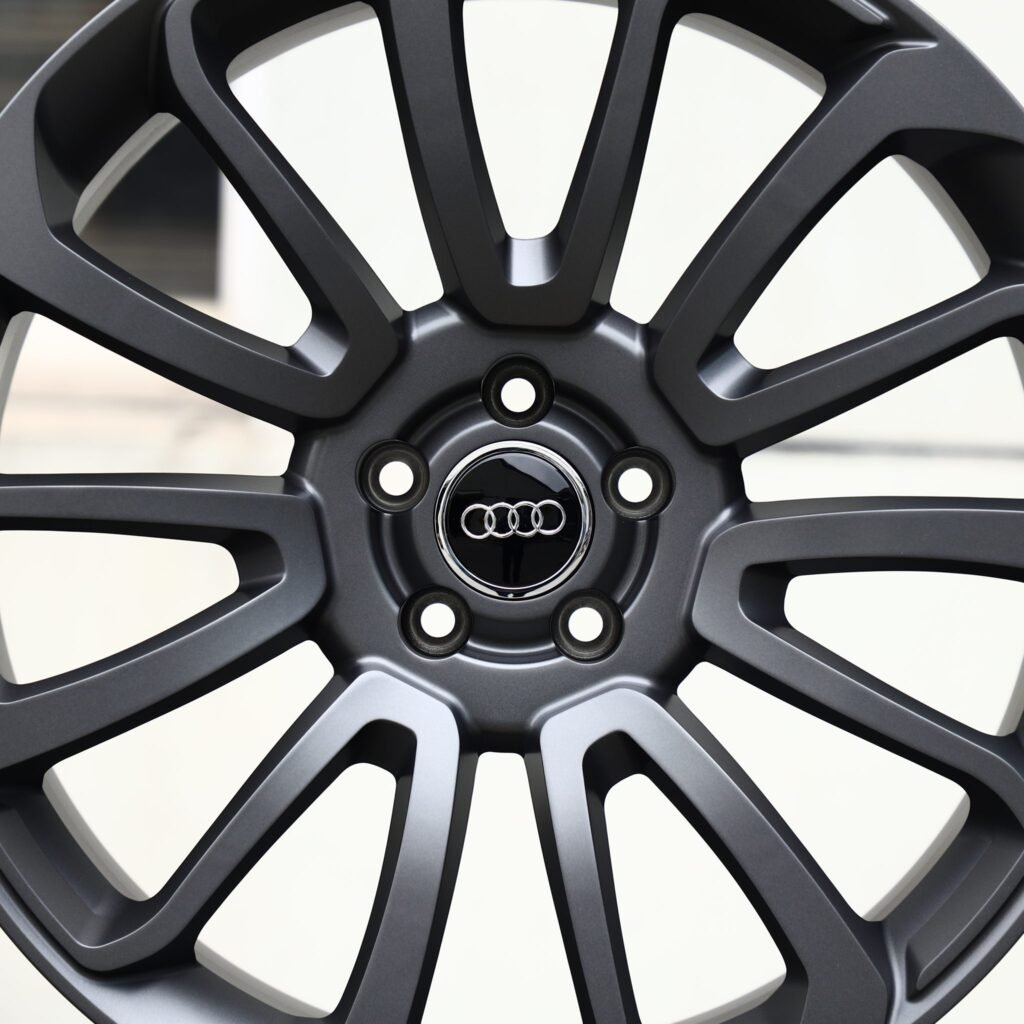 Audi A6 wheels – Matte Gunmetal Multi-Spoke (Audi OEM-Style), angled view