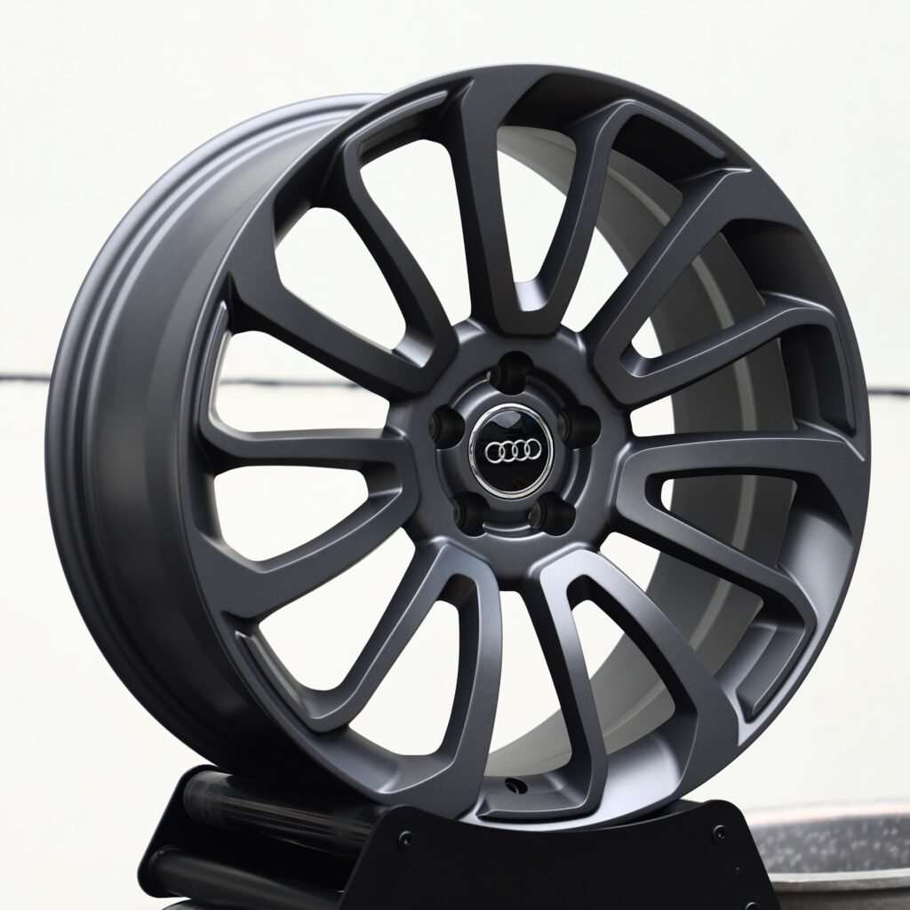 5x112 wheels – Matte Gunmetal Multi-Spoke (Audi OEM-Style), side view