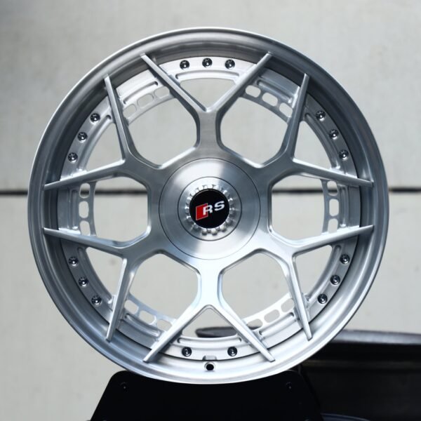 Audi RS5 wheels – Audi RS Style Brushed Silver 10 V-Spoke Deep Dish 2-Piece, front view