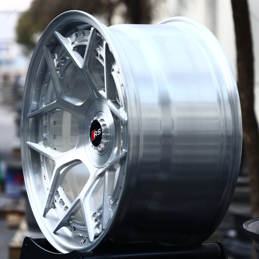 5x112 wheels – Audi RS Style Brushed Silver 10 V-Spoke Deep Dish 2-Piece, side view