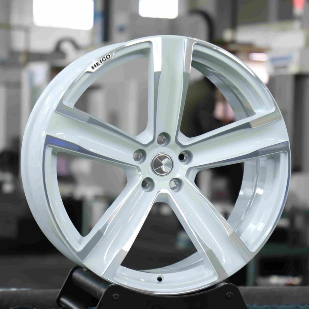 Mercedes-Benz C-Class W206 wheels – Blue 5-Spoke Machined Face (Mercedes-Benz OEM-Style), angled view