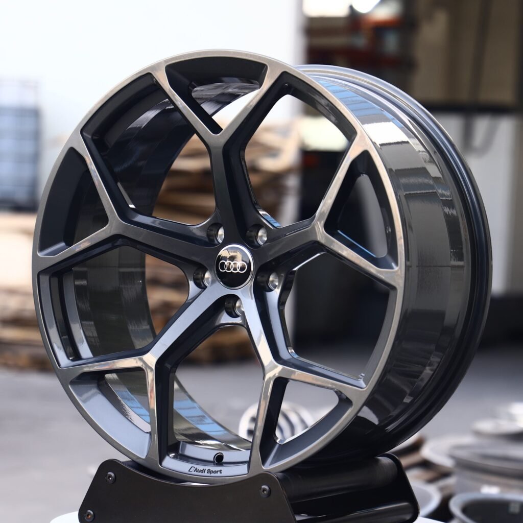 Audi A4 wheels – Bright Gray 5 Y-Spoke, angled view
