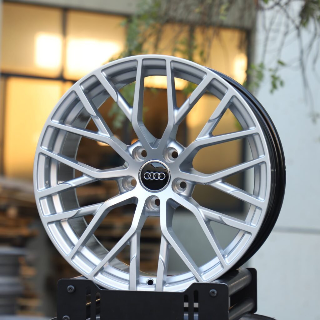 Audi A8 wheels – Bright Silver 10 Y-Spoke, angled view