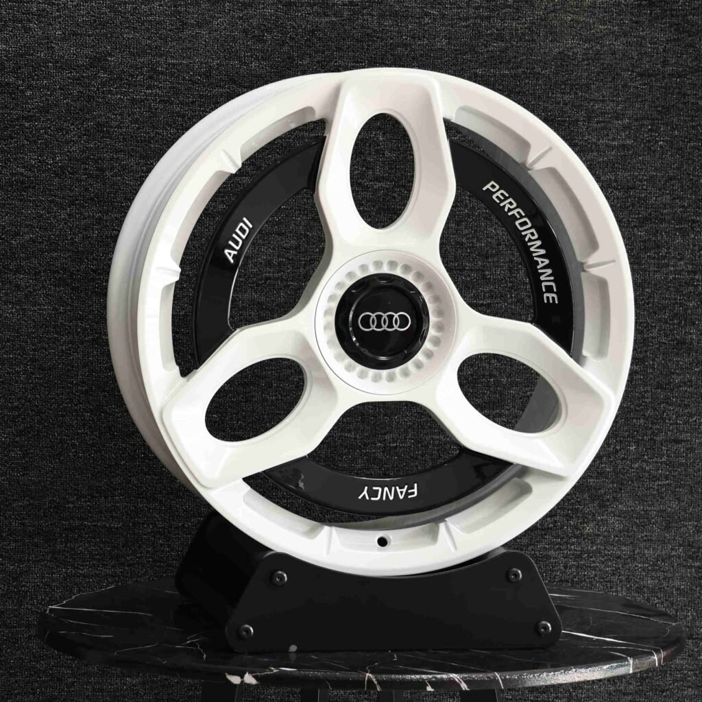 Audi Style Bright Silver Double-Ring Triangular Spoke Center-Lock Center-Lock Forged Wheels - Audi R8 / Audi RS5 Fitment (5-Lug) view 2