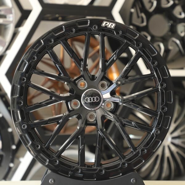 Audi A4 B9 wheels – Gloss Black Mesh Beadlock (Audi OEM-Style), front view
