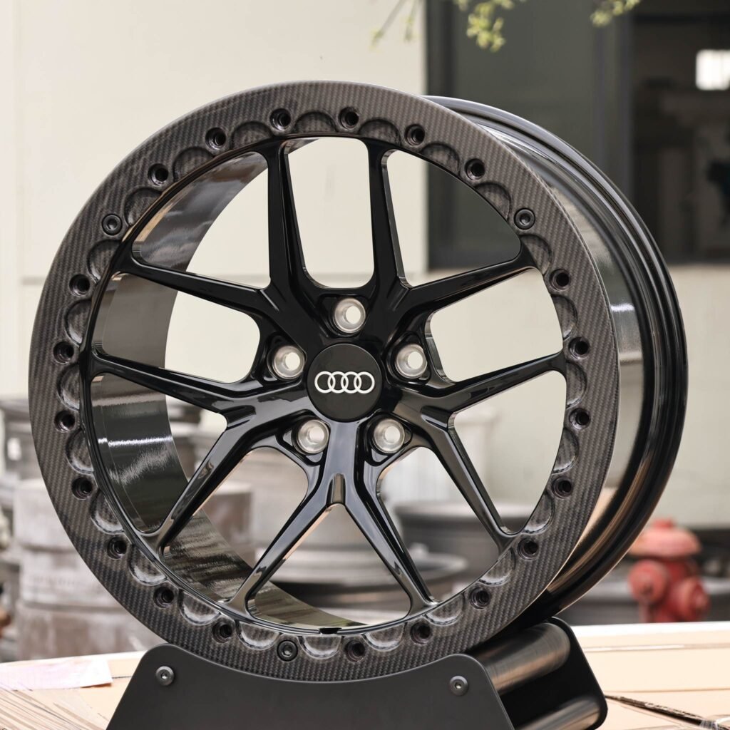Audi Style Custom Finish 5 Y-Spoke Carbon Fibre Beadlock Forged Wheels - Audi A6 / Audi A4 Fitment (5-Lug) view 2
