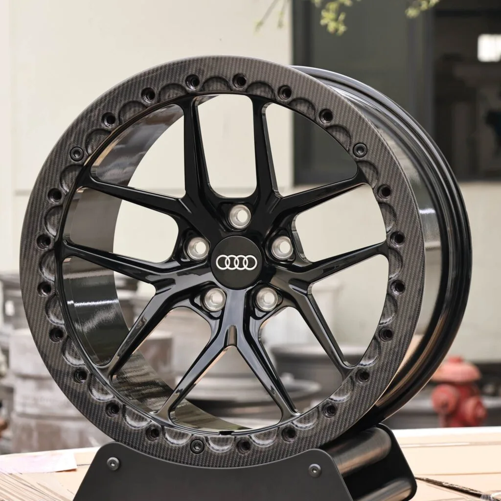 Audi Style Custom Finish 5 Y-Spoke Carbon Fibre Beadlock Forged Wheels - Audi A6 / Audi A4 Fitment (5-Lug) view 2
