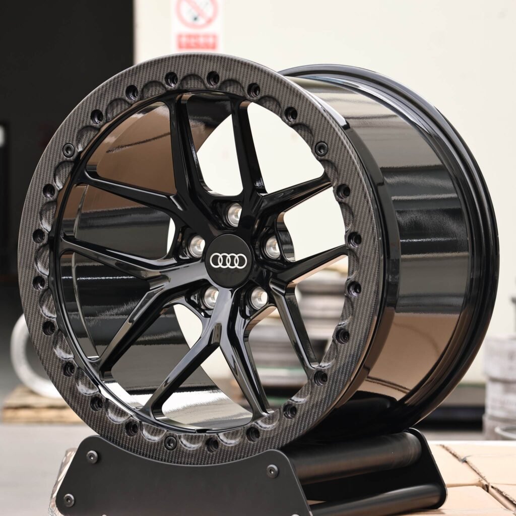 Audi Style Custom Finish 5 Y-Spoke Carbon Fibre Beadlock Forged Wheels - Audi A6 / Audi A4 Fitment (5-Lug) view 3