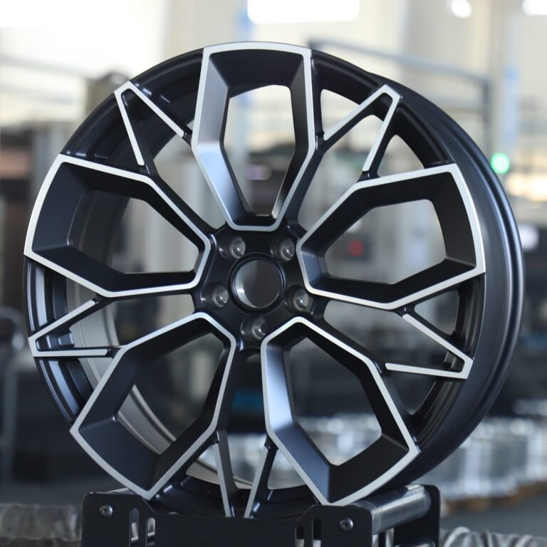 Audi A6 wheels – Matte Black 5-Spoke Machined Lip, front view