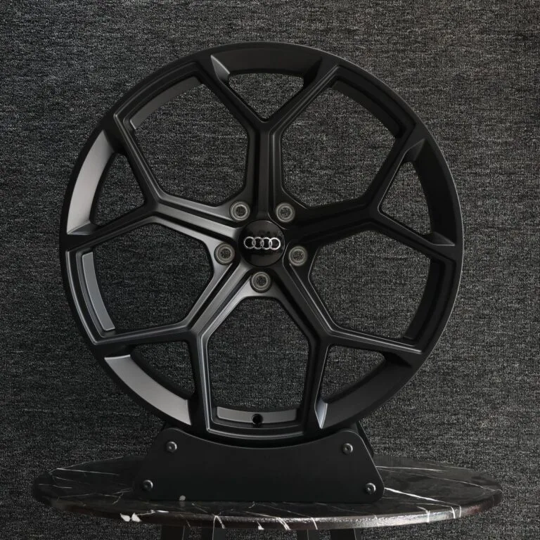 Audi OEM-Style Matte Black 5 Twin-Spoke Forged Wheels – Audi A6 / A4, front view